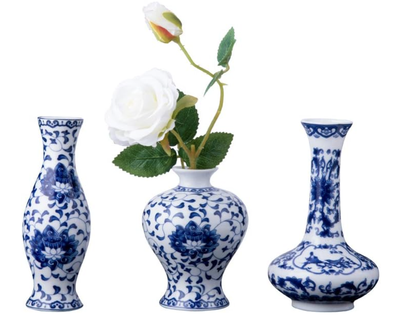 blue and white porcelain vases - set of 3 - amazon