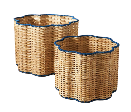 braided baskets - tulip baskets - set of 2 - anthropologie