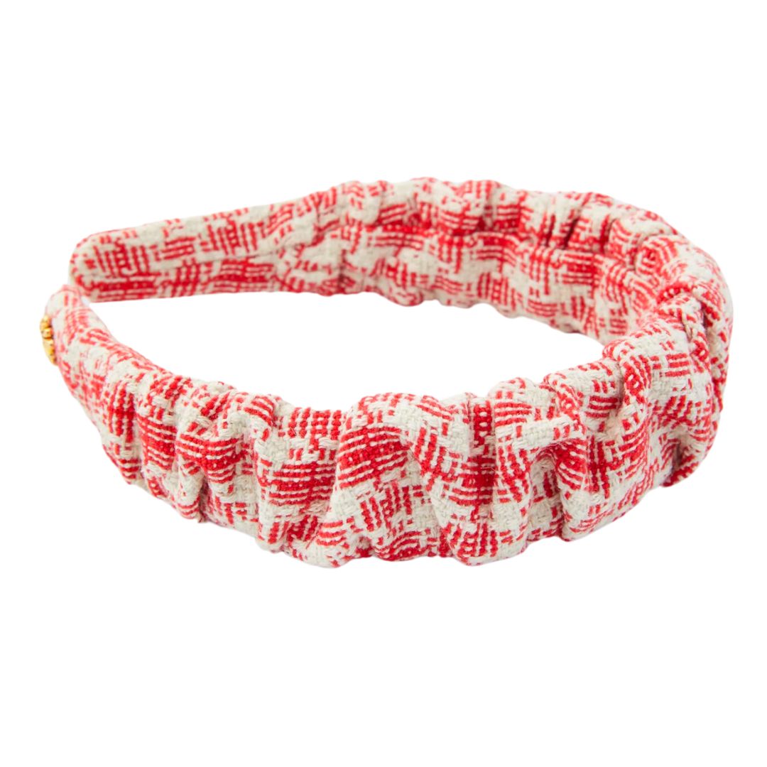 red and white ruched headband