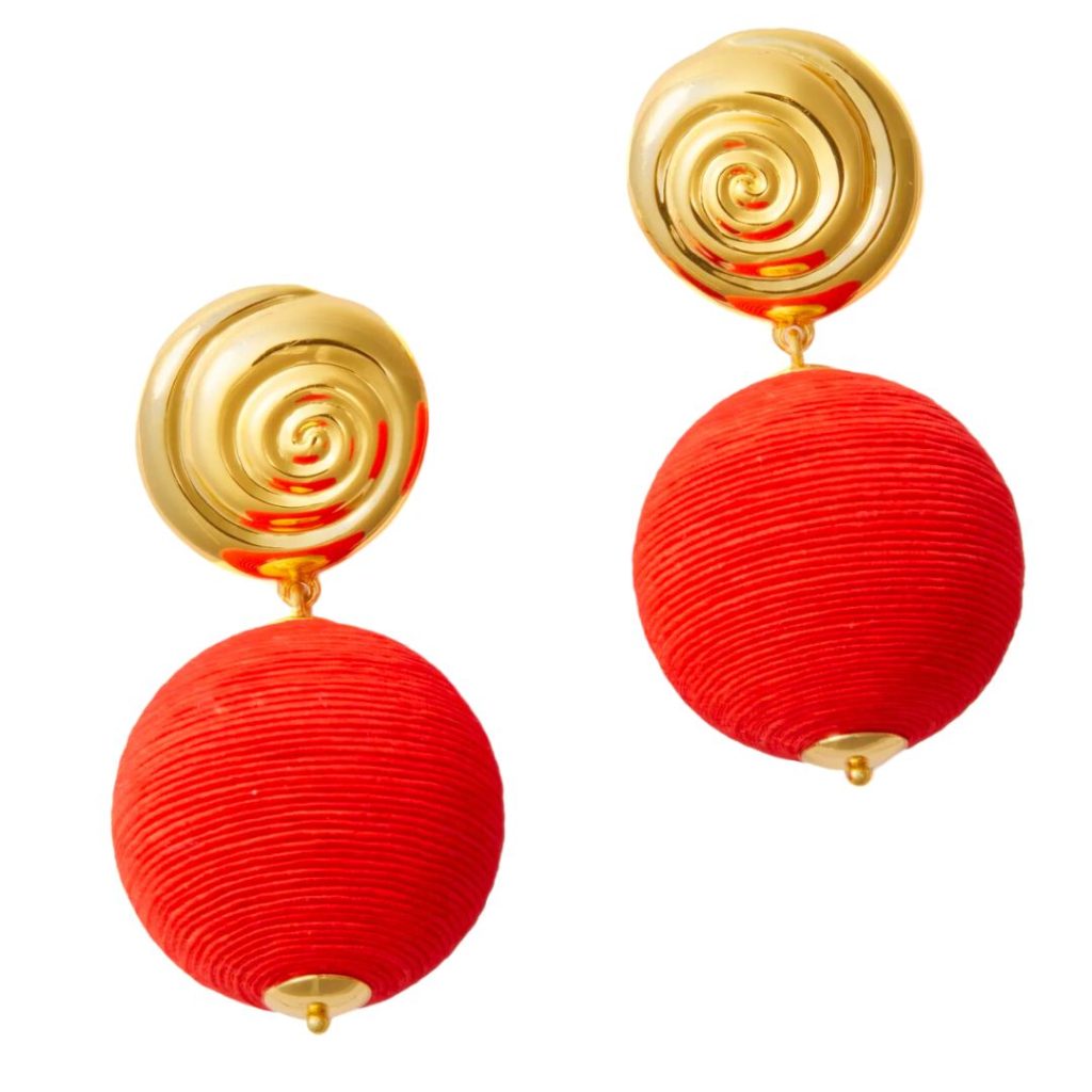 red and gold statement earrings 