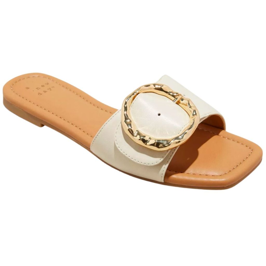white buckle detailed tan sandal - target