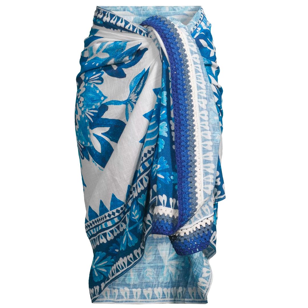 blue and white wrap skirt - farm rio