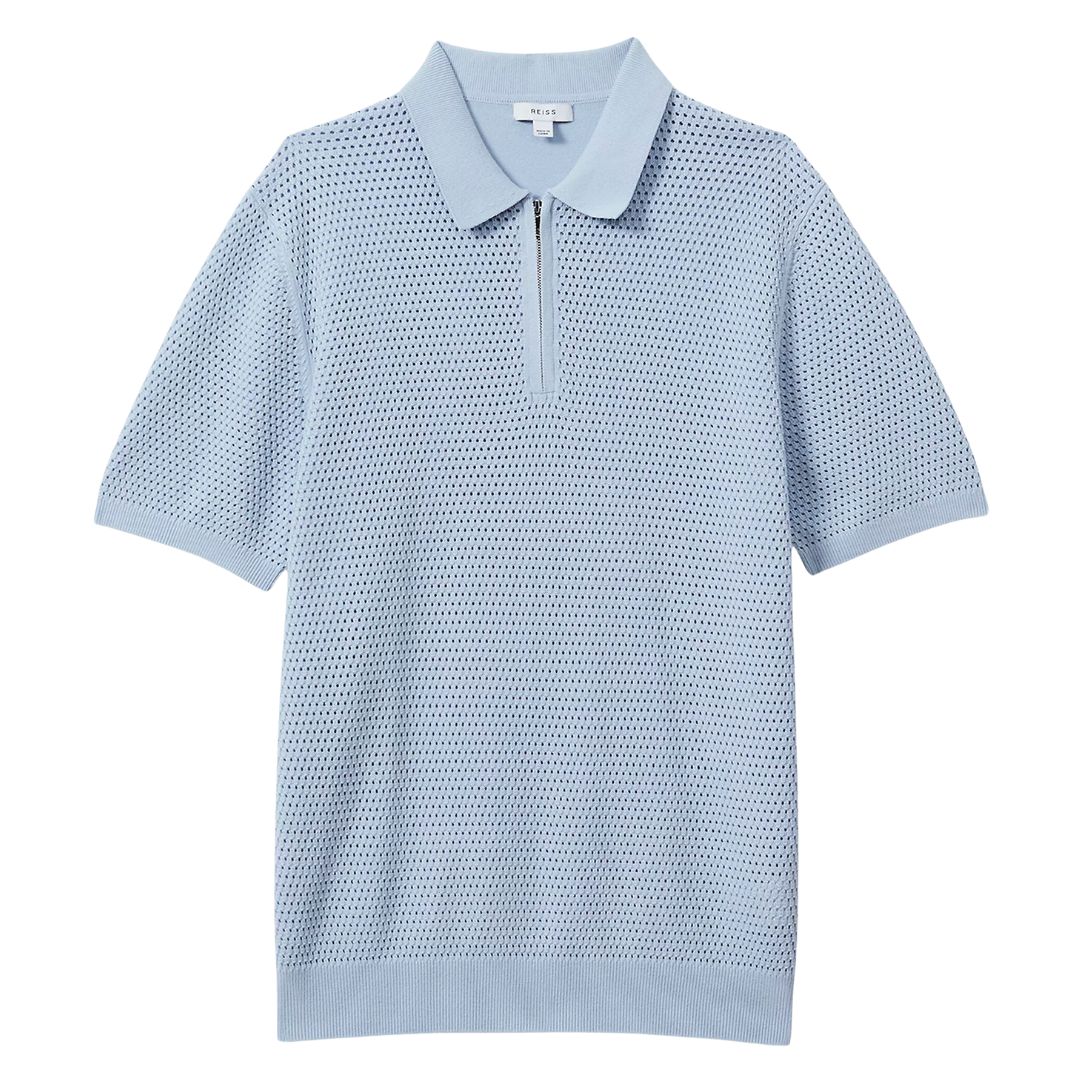 light blue cotton blend polo shirt - saks fifth avenue
