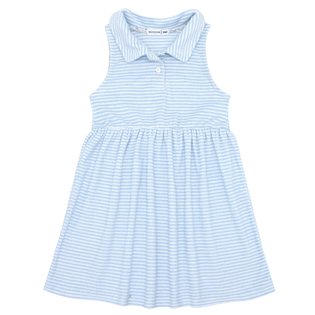 girls blue and white striped beach cover up - minnow