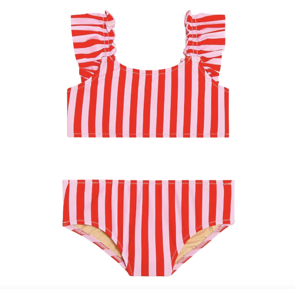 girls red and pink two piece swimsuit - j crew