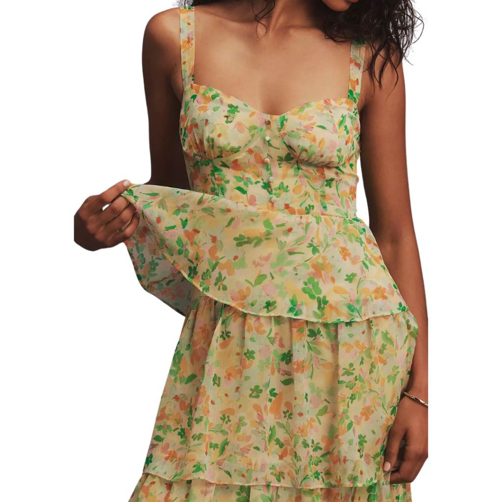 light yellow floral dress - anthropologie