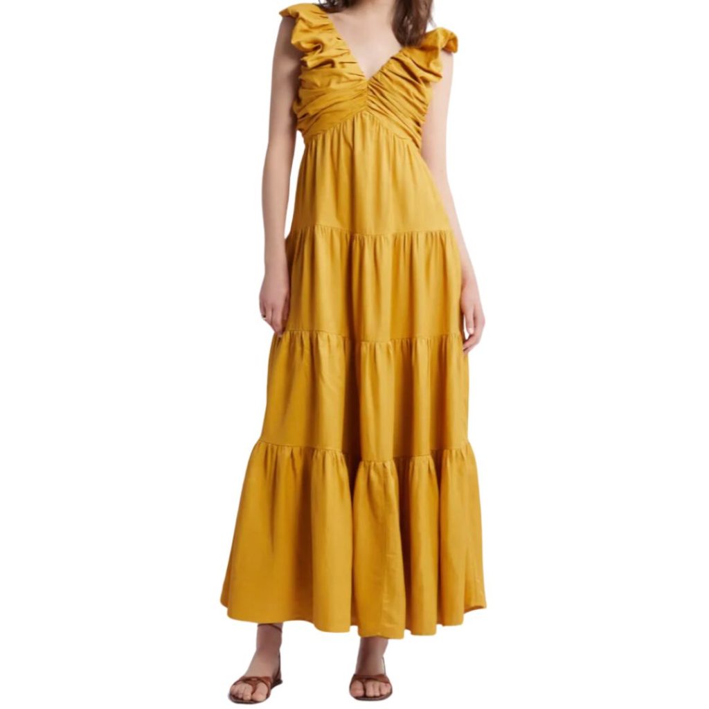 yellow ruched dress - nordstrom