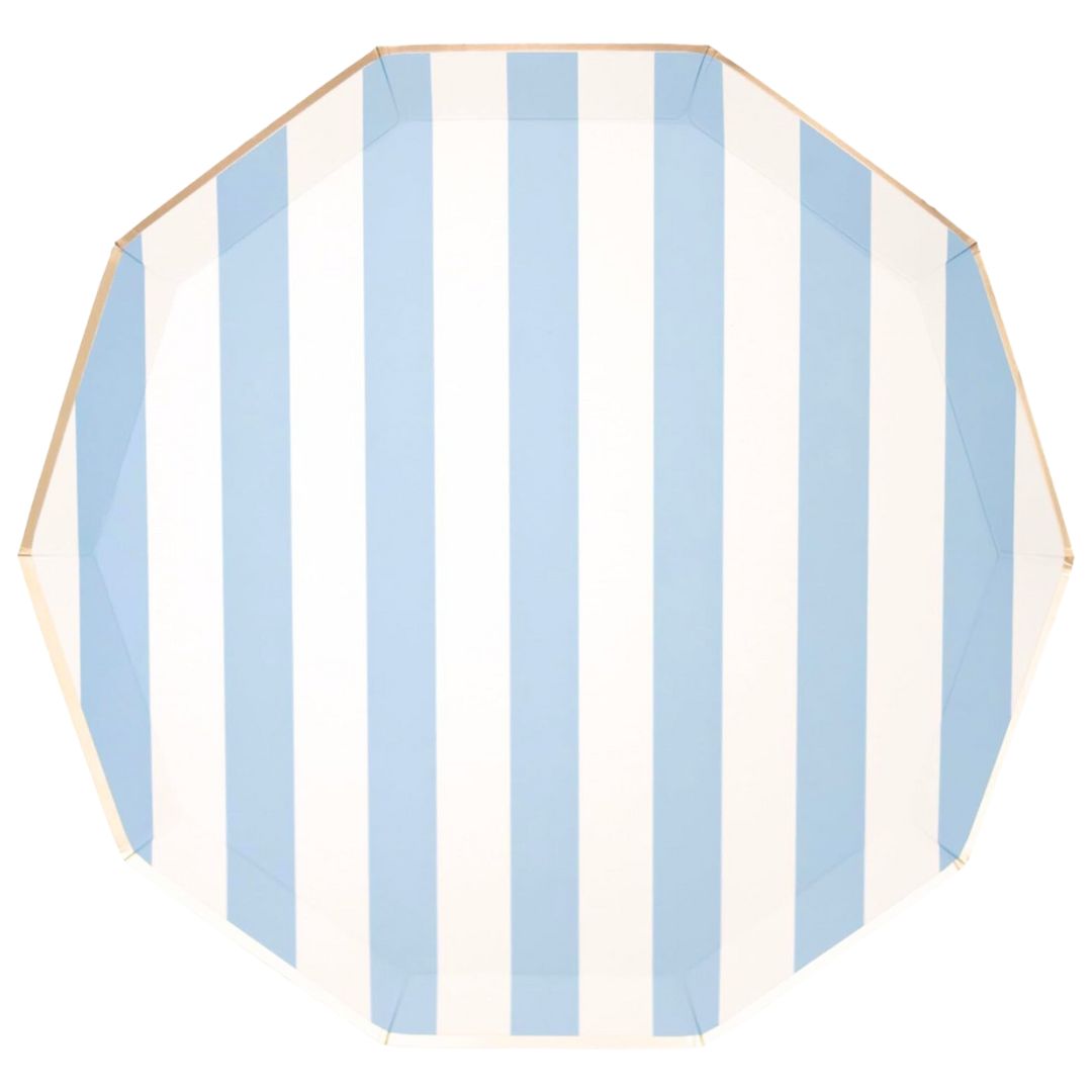 light blue cabana striped disposable plates - amazon