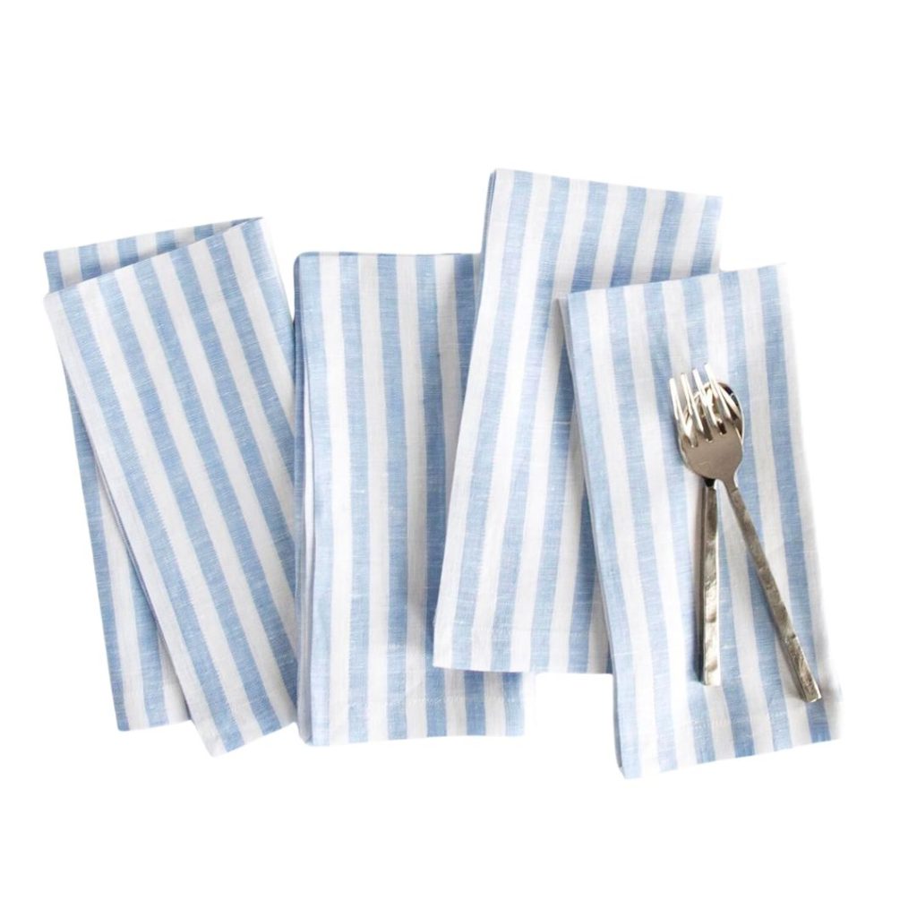light blue striped linen napkins - amazon