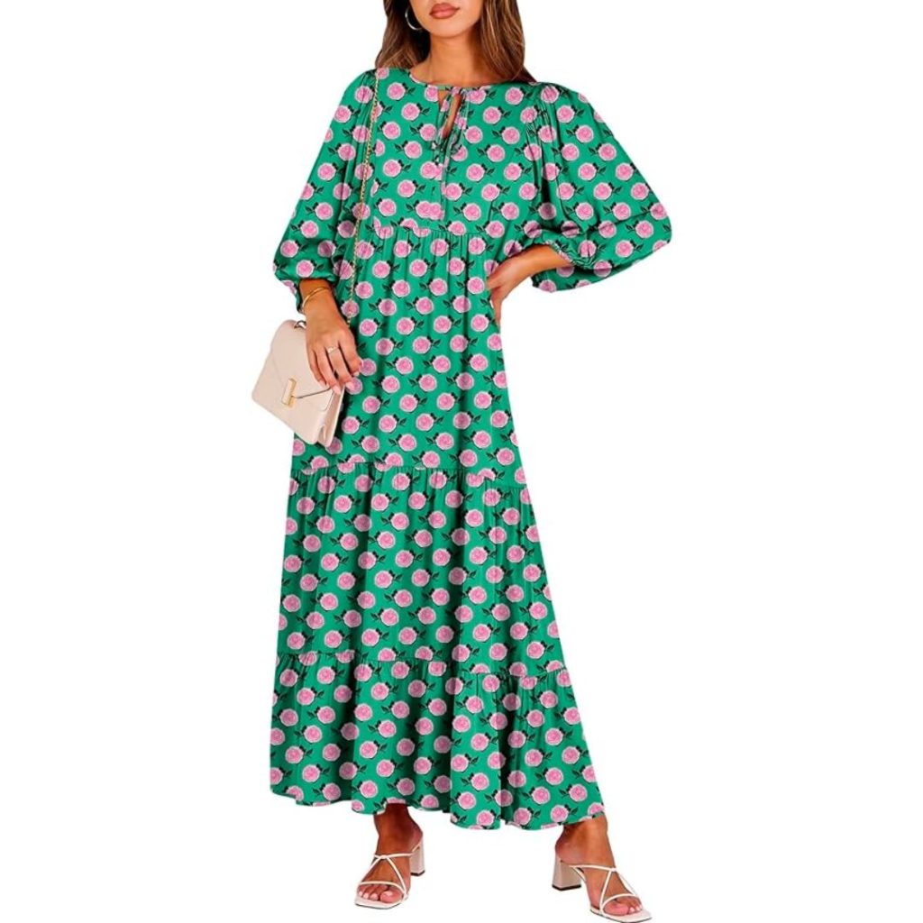 amazon green floral dress Throw-On-And-Go Dresses Dresser pulls Hidden back zipper Short Sleeve Boho Wedding Sizes for Perfect Fit:Custom (Email Us)